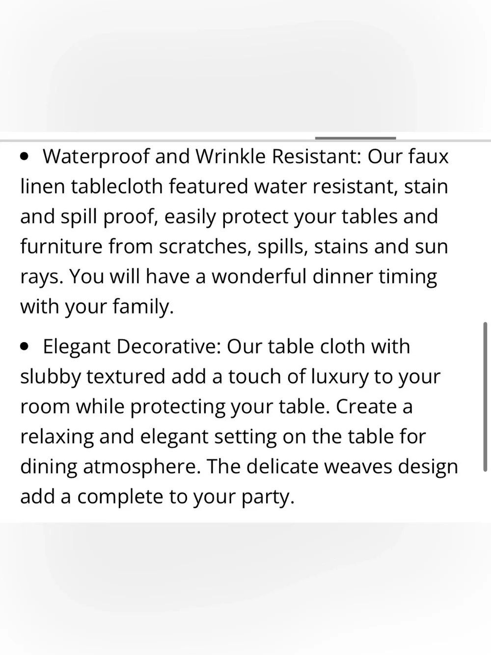 Ivory Faux Linen Slubby Texture Tablecloth Water-Resistant Rectangular 96x54”